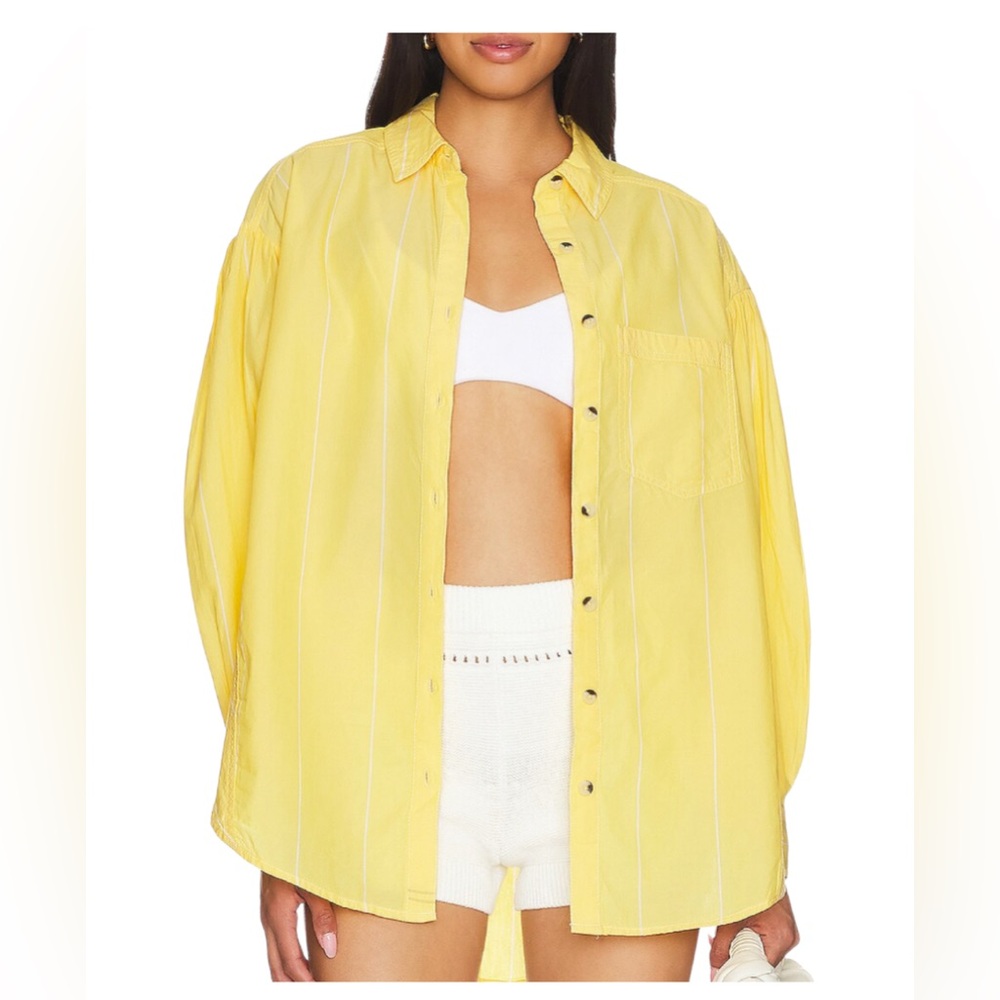 We the free Happy Hour Stripe Top in Yellow Combo‎ SIZE L OVERSIZED STYLE
